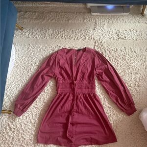 Chic Long-Sleeve Maroon Dress